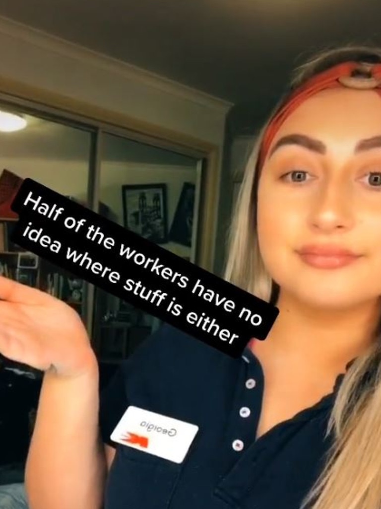 She explained because the floor plan changes so often, half the staff often don’t know where items are. Picture: TikTok / Georgia Cook