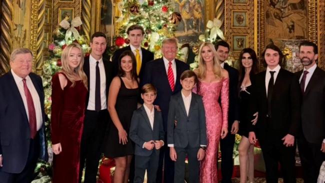 Former first lady Melania Trump was missing from a Trump family Christmas photo. Picture: Kimberly Guilfoyle/Instagram