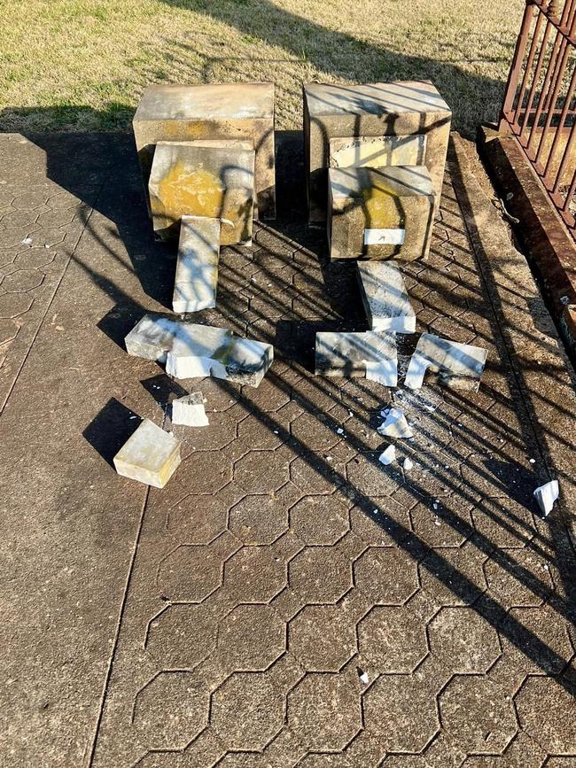 Crosses and headstones were smashed or broken. Picture: Facebook