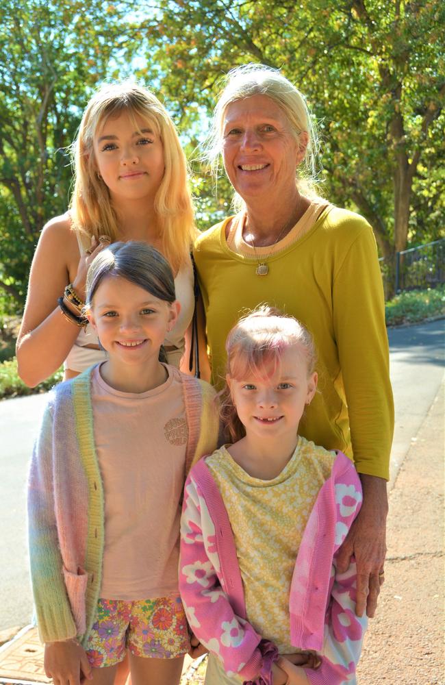 At the 2023 Grand Central Floral Parade are (back from left) Danika Gossow, Carol Buckley, (front from left) Rogue Gossow and Trinity Gossow. Picture: Rhylea Millar