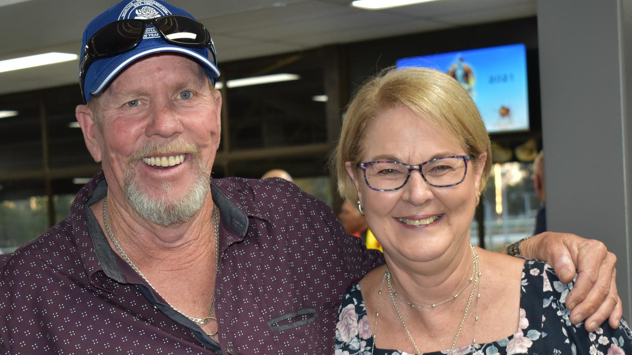 Craig Schelks and Cheryl Neven at Norths Chargers' centenary celebrations at the Rockhampton Jockey Club on October 2, 2021.