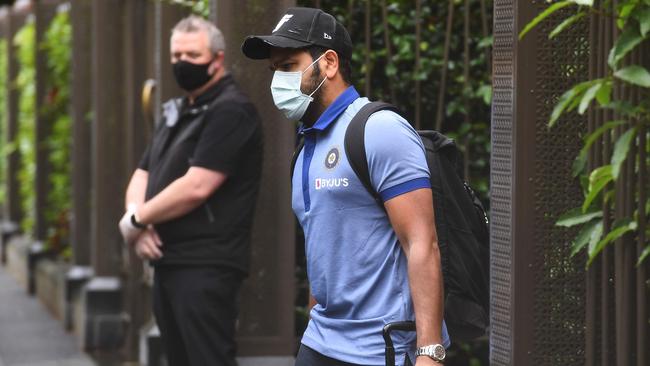 India's Rohit Sharma leaves the team's hotel in Melbourne en route to Sydney. Picture: William West/AFP