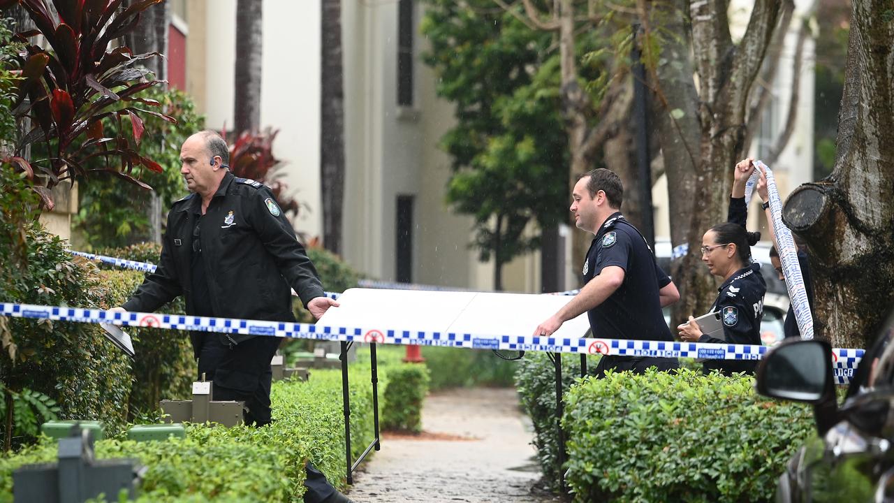 Police at the estate at Carrara on Wednesday morning. Pic: John Gass