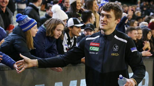 Collingwood defender Darcy Moore has injured his hamstring again. Picture: Michael Klein