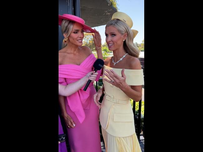 Nicky Hilton & Rebecca Vallance in the Birdcage at Melbourne Cup 2024