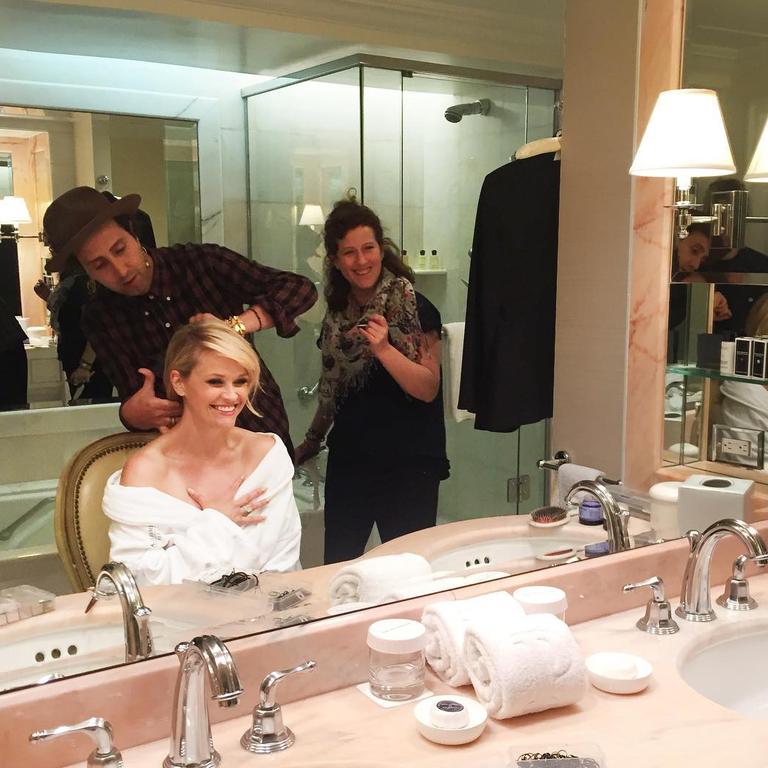 Reese Witherspoon ... "Countdown to the #GoldenGlobes #GlamSquad #Prep @hairbyadir @mollyrstern" Picture: Instagram