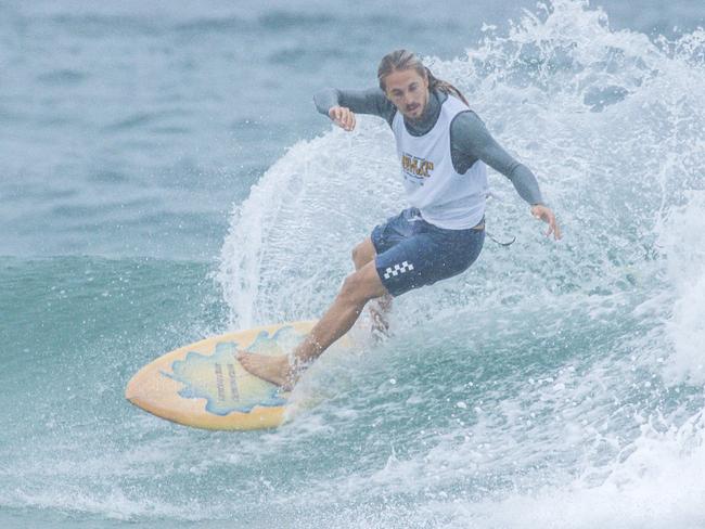 Early Saturday heats of The Burleigh Heads Boardriders Single Fin Festival. Picture: Glenn Campbell