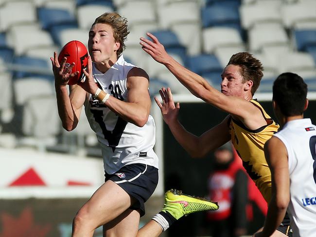 Harry takes a mark during the under-18 championships for Vic Country. Picture: Colleen Petch