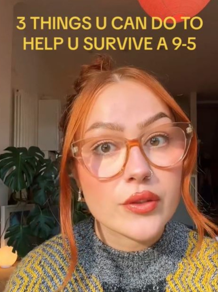 TikTok user @ellsatthedisco has shared her tips on surviving the 9-5 grind of full-time work. Picture: TikTok.