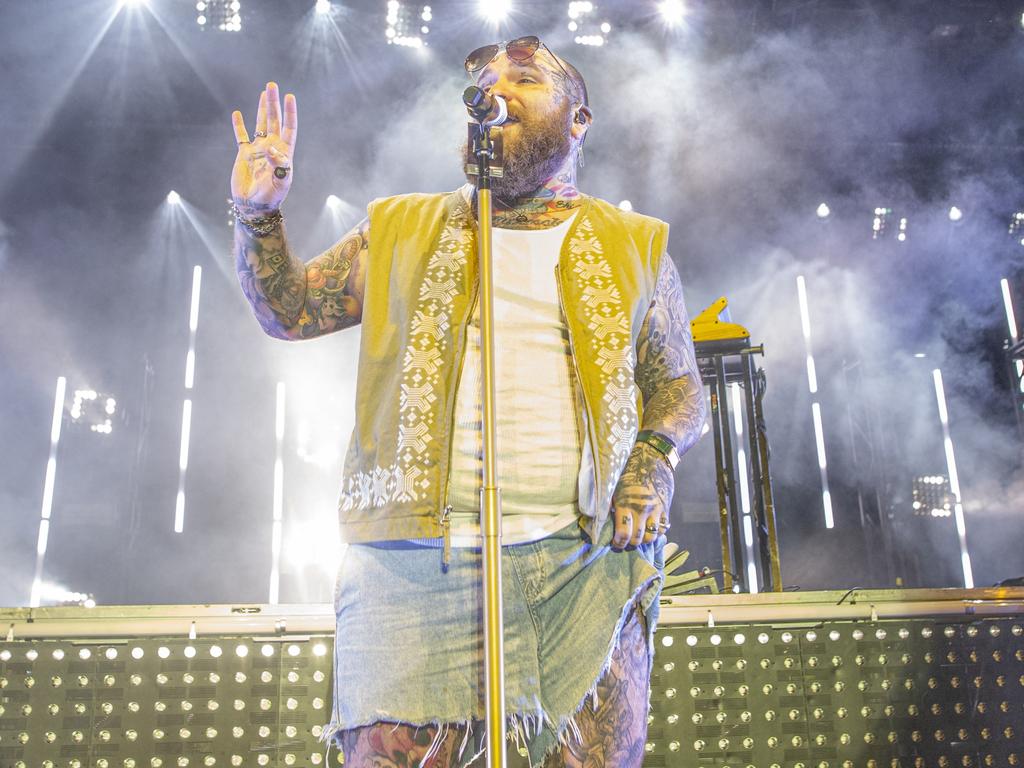 Teddy Swims performs at Riverstage in Brisbane. Picture: Grace Kessels