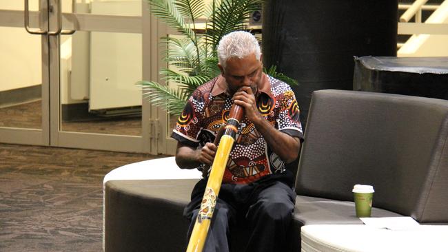 Traditional didgeridoo music opened the launch of the book Colonisation Through Black Eyes. Picture Rodney Stevens