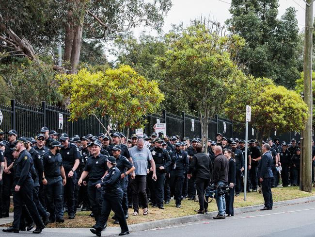 Police union boss Wayne Gatt led a march of 400 union members. Picture: Nadir Kinani