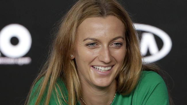 Petra Kvitova speaks to the media ahead of the Australian Open final. Picture: Getty Images 