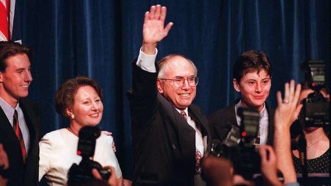 John Howard makes victory speech at Wentworth Hotel, Sydney, in 1996.