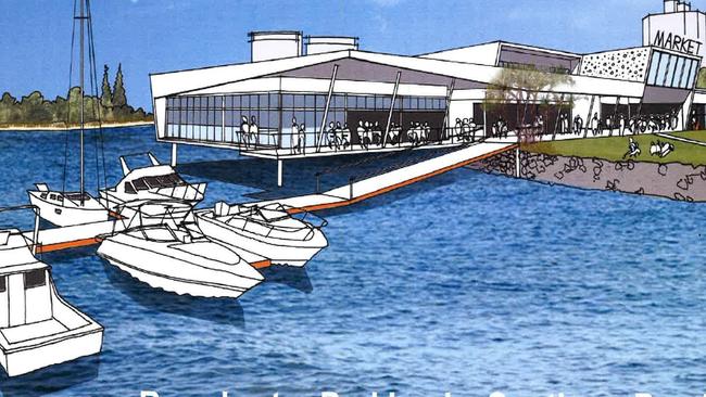 An old artist impression of a proposed ferry terminal at the southern end of the Broadwater Parklands — Images supplied by City of Gold Coast Council