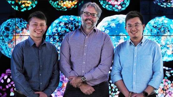 From left, PhD student Jia Ping Tan, Professor Jose Polo, and Dr Xiaodong (Ethan) Liu. Picture: Monash University