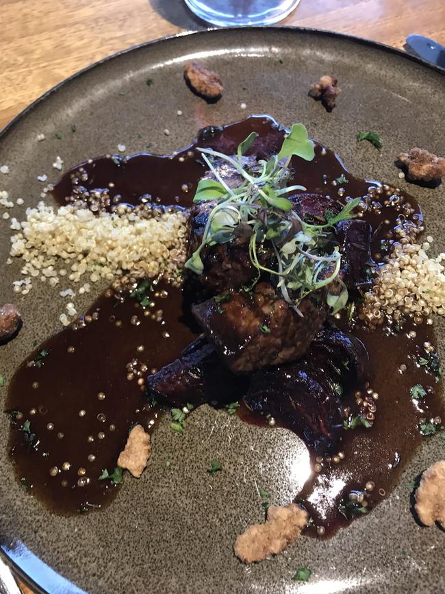 The meals at Altitude restaurant at Cradle Mountain are divine. Try the wallaby rump with beetroot, quinoa, walnuts and red wine jus. Picture: Rae Wilson