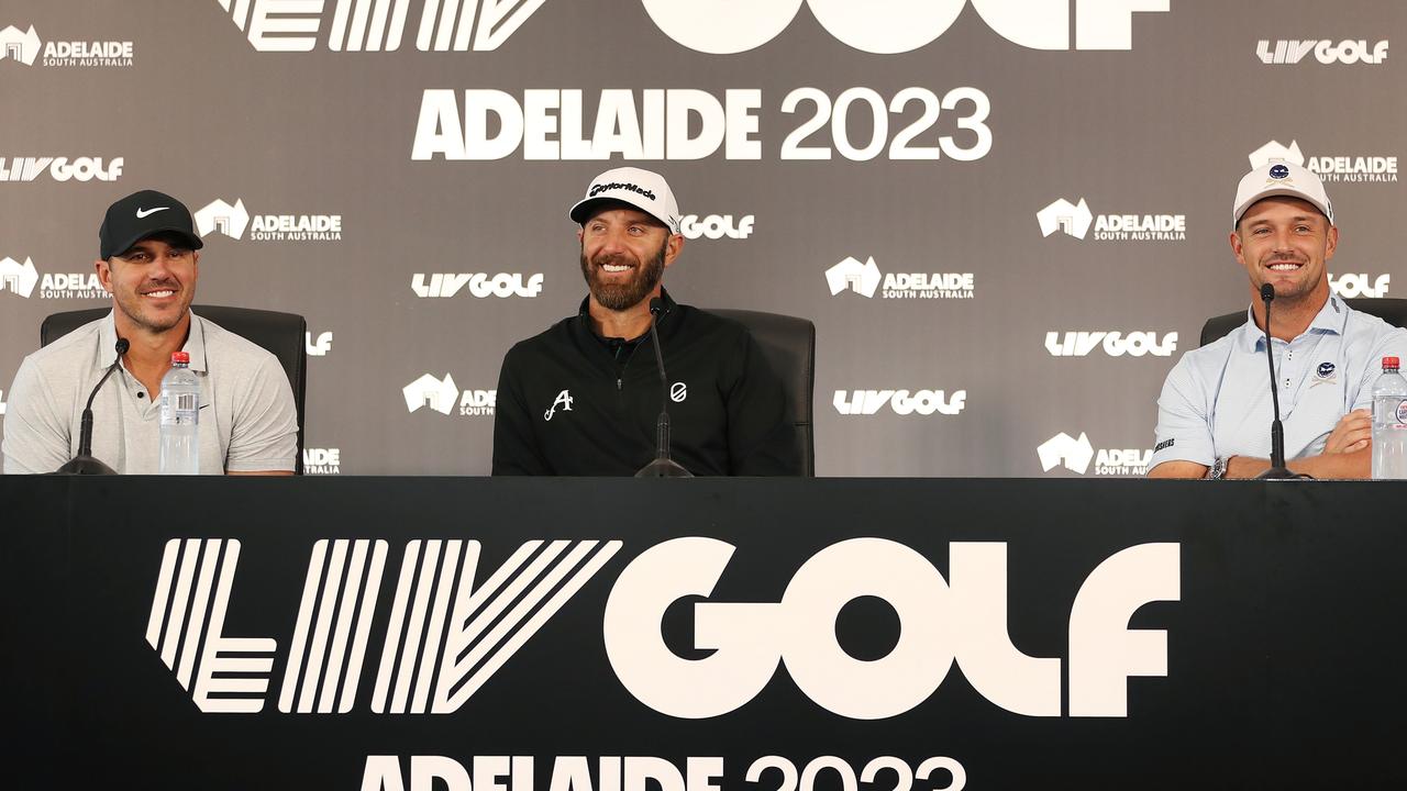 Brooks Koepka, Dustin Johnson and Bryson De Chambeau, in Adelaide (Photo by Sarah Reed/Getty Images)