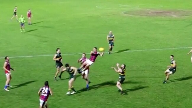 Paul Puopolo takes the Adelaide Footy League Mark of the Year frontrunner for Hope Valley. Picture: Filming Footy