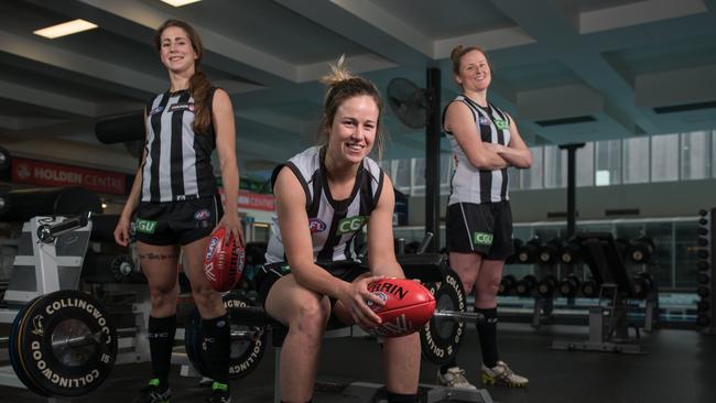 Collingwood recruits Kendra Heil, Sophie Casey and Lou Wotton will benefit from the new deal. Picture: Christopher Chan