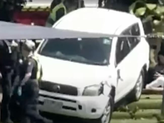 A Toyota SUV went through the fence at Auburn South Primary School in Hawthorn East last October. Picture: 7News