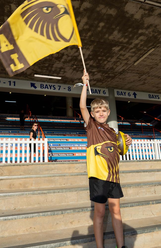 Jaxon Jerrett at the Gold Coast Suns v Hawthorn AFL match at TIO Stadium. Picture: Pema Tamang Pakhrin