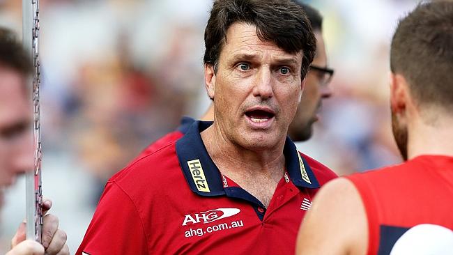 Paul Roos asks Jeremy Howe for more. Picture Wayne Ludbey.