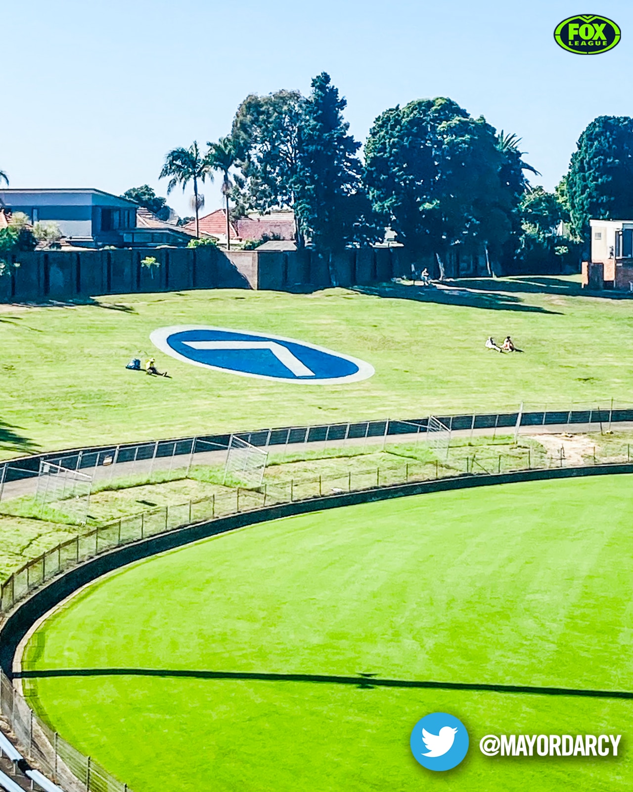 The number 7 painted on the hill at Henson Park in memory of Tommy Raudonikis.