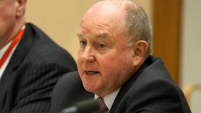 Nigel Hadgkiss appearing at a hearing into the Fair Work Building and Construction at Parliament House in Canberra