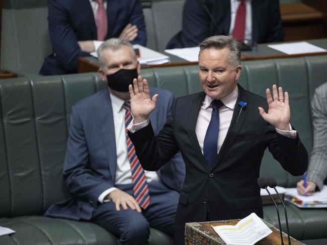 Energy Minister Chris Bowen spoke to reporters after securing The Greens’ support. Picture: NCA NewsWire / Gary Ramage