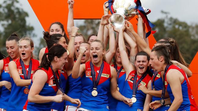 Melbourne celebrates the season seven AFLW premiership.