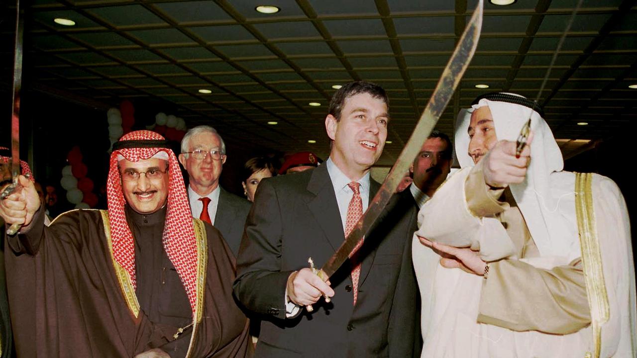 Prince Andrew with officials in Kuwait. Picture: Yasser Al-Zayyat / AFP