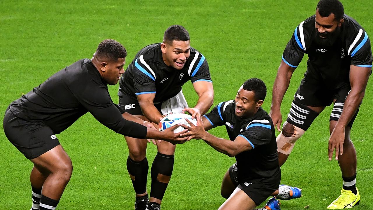 Fiji players during their Captain’s Run at Sapporo on Friday. Picture: AFP