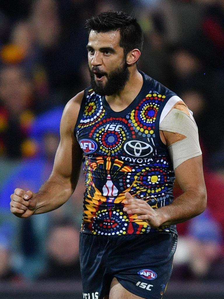 Adelaide’s Wayne Milera bags another goal on Saturday night. Picture: AAP Image/David Mariuz