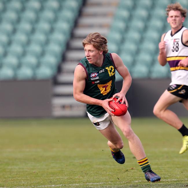 NAB League, Tasmanian Devils Isaac Chugg during the game against the Murray Bushrangers at UTAS Stadium. Picture: CHRIS KIDD