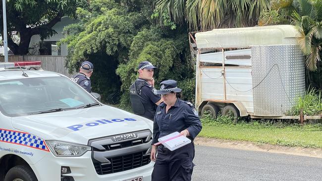 Forensic police officers at the scene of an alleged stabbing in Caravonica. Photo: Alison Paterson.