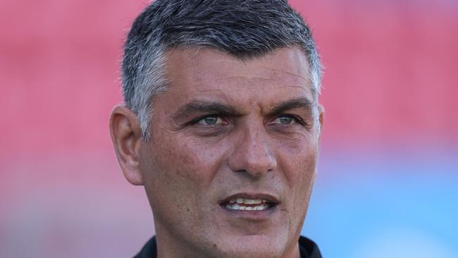 NEWCASTLE, AUSTRALIA - FEBRUARY 25: Western United coacg John Aloisi during the round 18 A-League Men's match between Newcastle Jets and Western United at McDonald Jones Stadium, on February 25, 2023, in Newcastle, Australia. (Photo by Scott Gardiner/Getty Images)