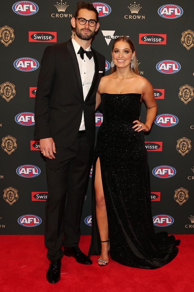 Collingwood’s Brodie Grundy and Rachael Wertheim. Picture: Michael Klein