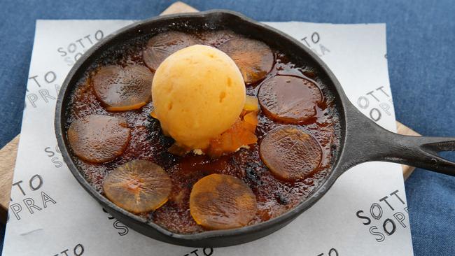 Caramelised persimmon and ginger tart.