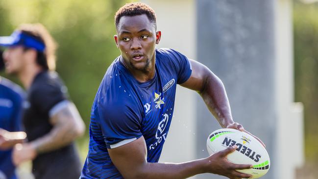 Marly Bitungane during pre-season training with the Cowboys. Picture: Alix Sweeney