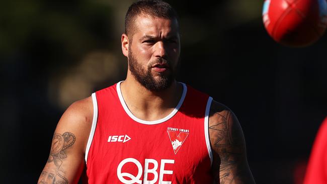 Lance Franklin during Swans training this week. Picture: Phil Hillyard