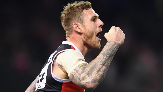 Big Saint Tim Membrey booted three goals for the match. Picture: Getty Images