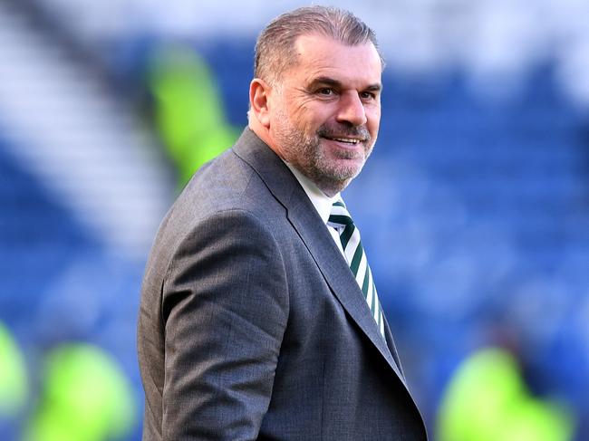 GLASGOW, SCOTLAND - FEBRUARY 26: Ange Postecoglou, Head Coach of Celtic, looks on prior to the Viaplay Cup Final between Rangers and Celtic at Hampden Park on February 26, 2023 in Glasgow, Scotland. (Photo by Mark Runnacles/Getty Images)