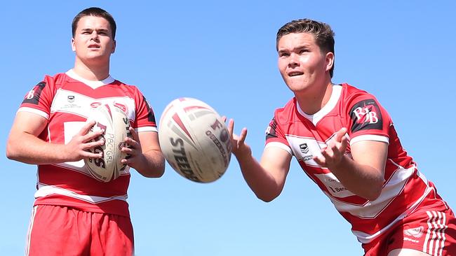 The Harrison twins - Left to right , Isaac Harrison and Zane Harrison who were PBC SHS premiership winners last season. Picture Glenn Hampson