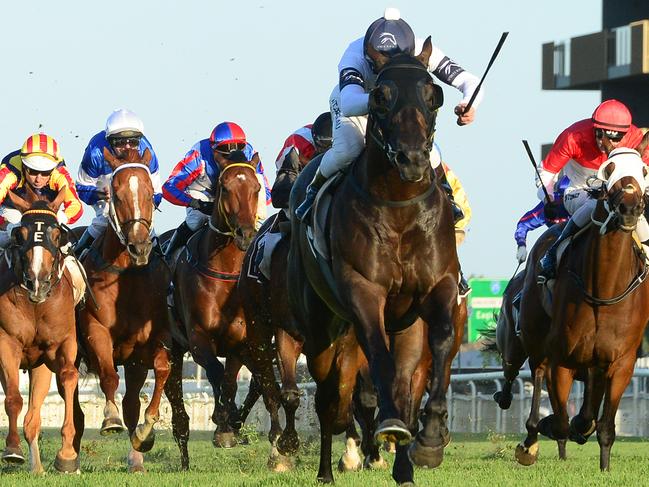 Jonker races clear of his rivals to win the Keith Noud Quality at Doomben. Picture: Trackside Photography