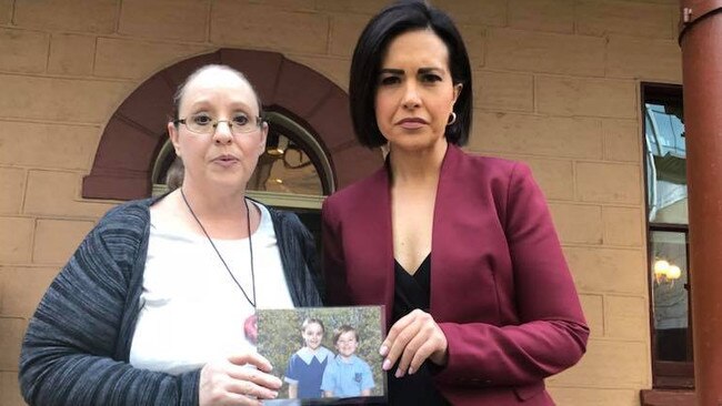 Parramatta East Public parent Merindah Thornton with Opposition Education spokeswoman Prue Car outside Parliament House today.