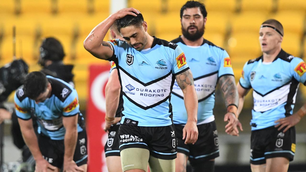 Shaun Johnson of the Sharks after his team was defeated by one point to the Warriors