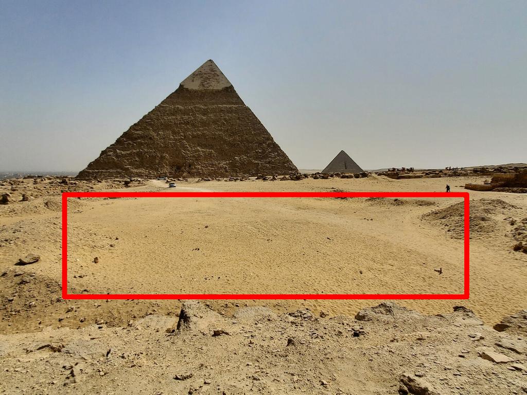 A ground-penetrating radar “anomaly” (exploration zone in Giza pictured above) has fired up hopes of the discovery of a long-lost tomb. Picture: Archaeological Prospection