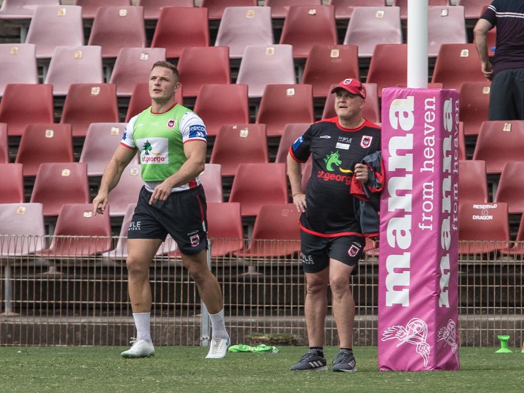 George Burgess (L) is another former Dragon to reveal the breakdown of his relationship with Dragons coach Anthony Griffin. Picture: Julian Andrews