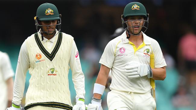 Usman Khawaja and Marcus Harris are battling to retain their places in Australia’s team for the Fourth Test at Old Trafford. Picture: AAP